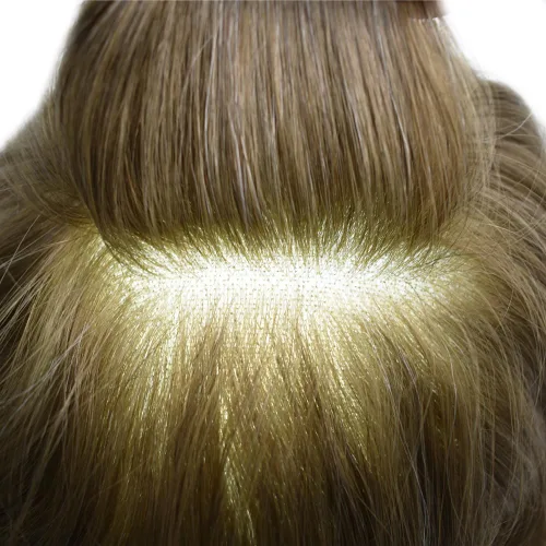 Miniatura 7 de Full Swiss Lace Toupee para hombres Sistema de reemplazo de piezas de cabello humano real para hombre Toupee nudo blanqueado postizo para hombres