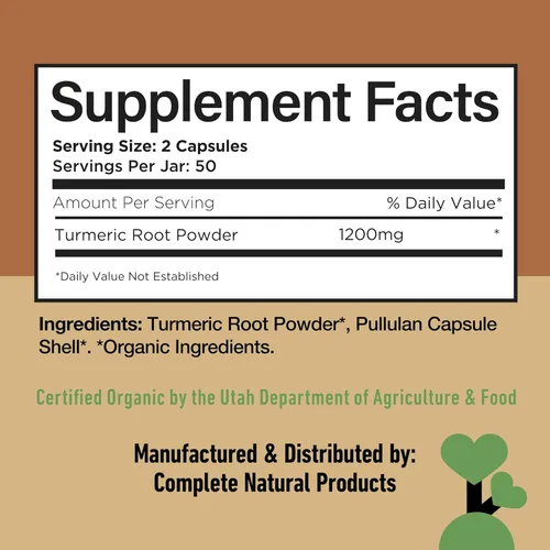 Miniatura 6 de Cápsulas de cúrcuma orgánica de 600 mg – Suplemento de raíz de curcumina pura, píldoras de polvo de raíz cruda, suplementos orgánicos para apoyo