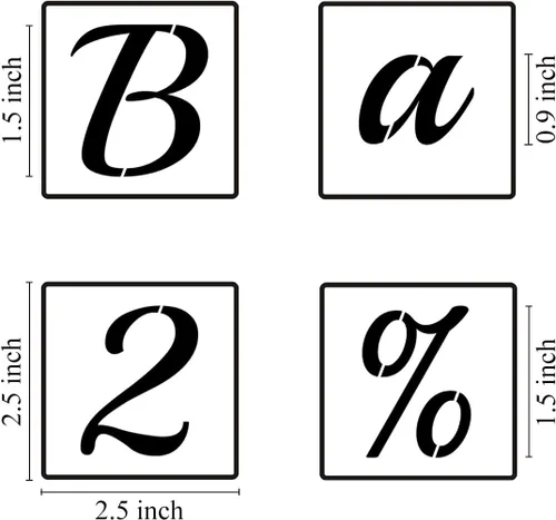 Miniatura 6 de Plantillas de letras del alfabeto de 1.5 pulgadas para pintar, paquete de 70 plantillas de letras y números con letreros para pintar sobre madera