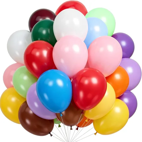 Globos de látex con cintas, paquete de 120 (12 pulgadas) en 12 colores, perfectos para cumpleaños y varias decoraciones de fiesta | 120 Pack of 12