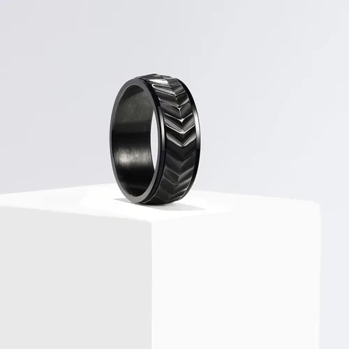 Miniatura 34 de King Will Anillo de ansiedad giratorio para hombre, color negro, plateado, dorado, 0.315 in, cadena de malla de alambre de acero inoxidable, malla