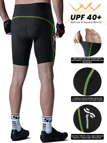 Miniatura 25 de Sportneer Pantalones cortos de ciclismo acolchados para hombre, acolchado 4D, pantalones cortos de ciclismo para hombre, transpirables y absorbentes