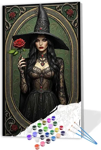 Miniatura 11 de Pintura de Halloween por números para adultos sobre lienzo, terror, pinturas al óleo acrílicas, kits de pintura al óleo, regalos para niños, Pintura