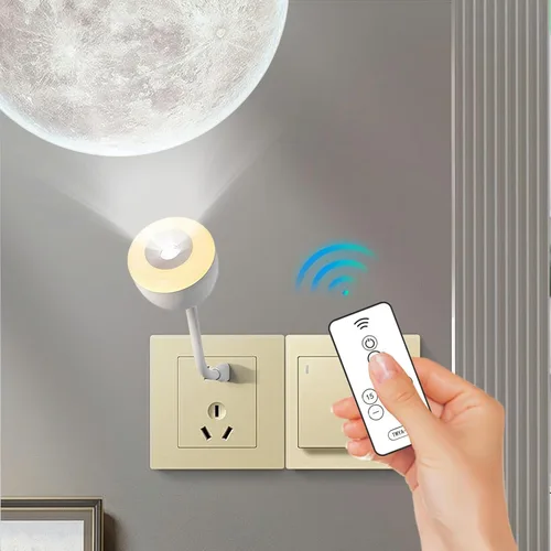 Miniatura 5 de Proyector de luz nocturna de luna, lámpara de proyector USB con 3 modos LED ambientales, control remoto, luz nocturna, dormitorio, sala de estar