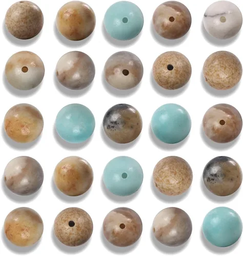 Miniatura 49 de 100 cuentas de jade birmano liso natural de 0.236 pulgadas (0.236 in), cuentas redondas sueltas de piedras preciosas para fabricación de joyas