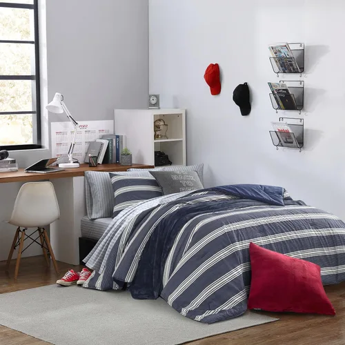 Miniatura 4 de Nautica - Juego de edredón Twin/Twin XL, ropa de cama de algodón reversible con funda a juego, peso medio para uso durante todo el año, artículos