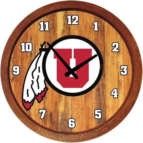 Miniatura 12 de The Fan-Brand NCAA Oklahoma Sooners: Reloj de pared con parte superior de barril de imitación para decoración de bar, decoración de fiesta