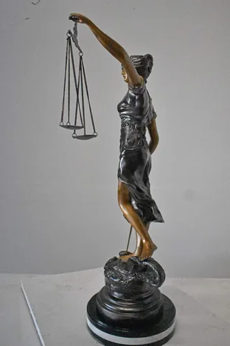 Miniatura 6 de Lady Justice Estatua de Bronce Montada en Mármol - Tamaño: 14" L x 16" W x 32" H.