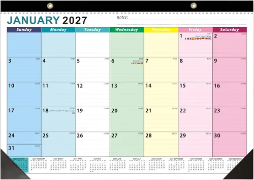 Calendario de escritorio 2026, calendario de escritorio de 18 meses de enero de 2026 a junio de 2027, grandes calendarios mensuales de pared con