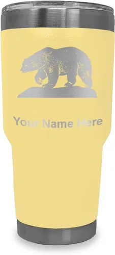 Miniatura 8 de LaserGram Vaso aislado al vacío de 20 onzas, oso polar, grabado personalizado incluido (negro)
