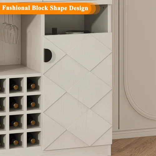 Miniatura 5 de kepptory Gabinete de almacenamiento de despensa de cocina de 72 pulgadas de alto, armario de bar independiente con luz LED RGB, aparador de cocina