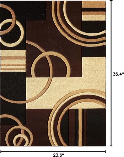 Miniatura 2 de GLORY RUGS Alfombra de Área 2x3 Felpudo Marrón Geométrico Alfombra de Piso Suave con Textura Esponjosa Premium para Sala de Estar, Comedor y Área