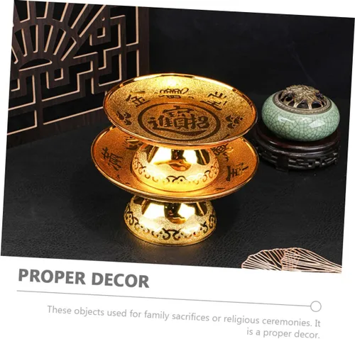Miniatura 6 de DECHOUS Plato de adoración budista con bandeja de frutas para decoración del hogar de Buda