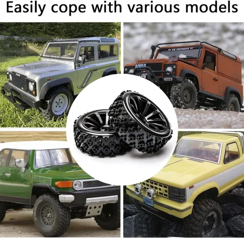 Miniatura 4 de Paquete de 4 ruedas y neumáticos hexagonales RC todoterreno de 0.472 in de alto rendimiento - Neumáticos RC a escala 1/10 mejorados para una