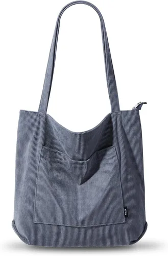 KALIDI Bolso de mano de pana para mujer, bolso de hombro grande con bolsillo con cremallera, bolso Hobo casual de gran capacidad, bolsa de trabajo