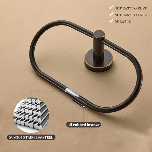 Miniatura 6 de Soporte de papel higiénico de bronce, soporte para toallas de mano, juego de soporte de toalla frotado con aceite, soporte de rollo de papel