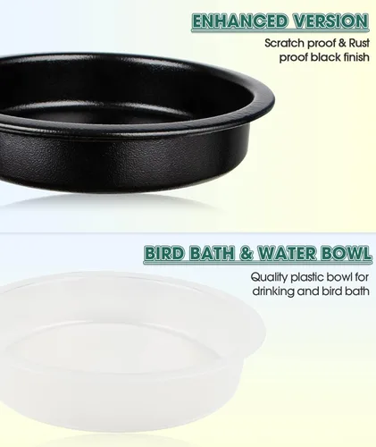 Miniatura 7 de Comedero para pájaros de barandilla para balcón, BOLITE comederos para pájaros para el exterior, tres bandejas, versión mejorada, negro, regalos