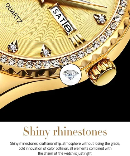 Miniatura 36 de OLEVS - Relojes de diamantes para hombres, relojes de vestir a prueba de agua, relojes analógicos de cuarzo de lujo con calendario de fecha y correa