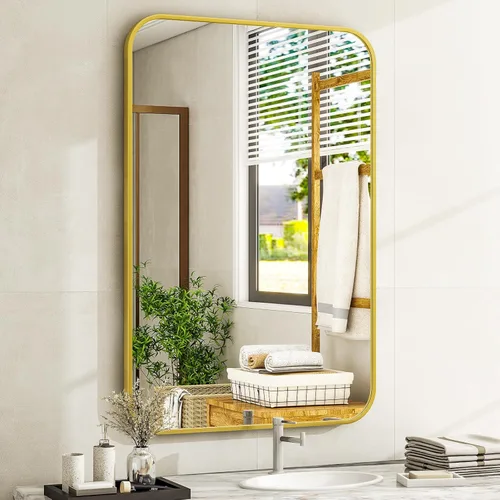 Miniatura 17 de Espejo de baño negro de 36 x 24 pulgadas, moderno espejo rectangular negro para pared con esquinas redondeadas, espejos de baño para tocador, espejo