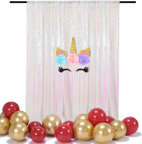 Miniatura 31 de Cortinas de fondo de lentejuelas negras con purpurina de 2 x 8 pies, 4 paneles para decoración de bodas, fiestas de cumpleaños, despedidas de Negro