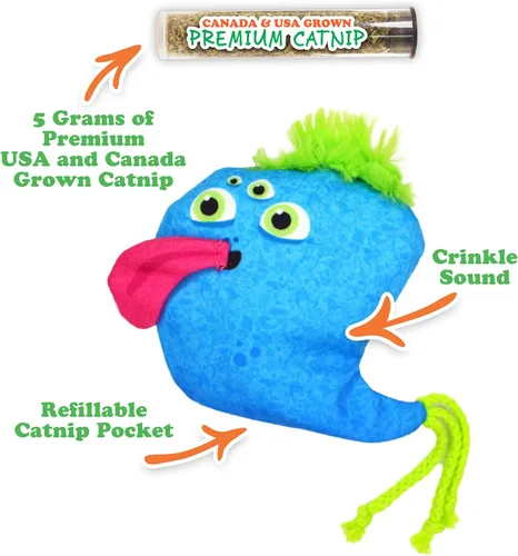 Miniatura 4 de Meowijuana Paquete Blue Blob Consigue un juguete de Bob azul recargable tonto y mezcla de hierba gatera Whisker Tickler Promueve el juego