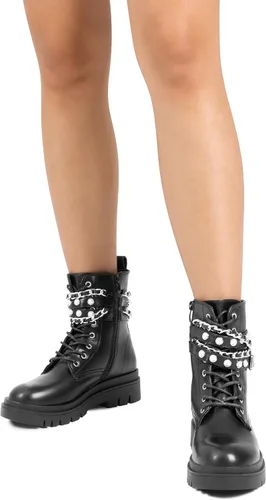Miniatura 8 de DREAM PAIRS Botas de combate de plataforma de moda para mujer, con cordones, suela gótica, botines al tobillo