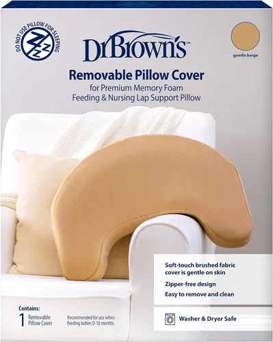 Dr. Brown's Funda de almohada de apoyo para regazo de alimentación y lactancia, tela cepillada suave, beige suave