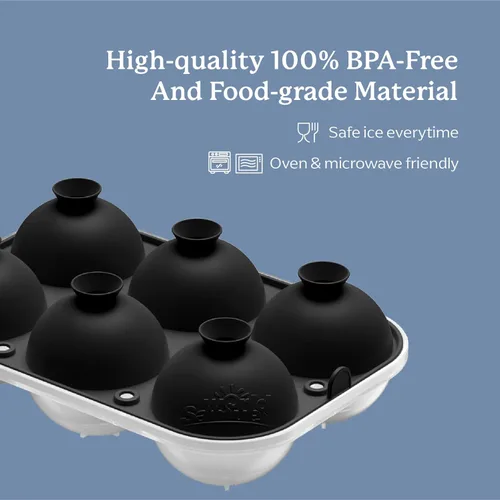 Miniatura 8 de Samuelworld - Gran molde para bolas de hielo con tapa, bolas de hielo de 6 x 2,5 pulgadas - Sin BPA, bandeja de hielo redonda de silicona fácil