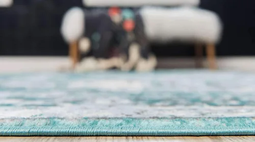 Miniatura 4 de Unique Loom, colección Sofía - Alfombra de la colección Salle Garnier (4' 1" x 6' 1", turquesa/azul, rectangular)