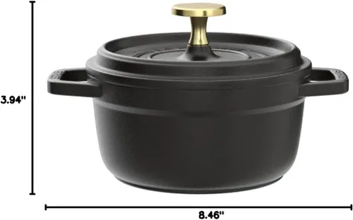 Miniatura 8 de Staub La Cocotte Redonda 40509-480 Pico Cocotte Redonda Negra 16 cm Pequeña, Fundición de Manos, Olla Esmaltada, Compatible con Inducción, Producto