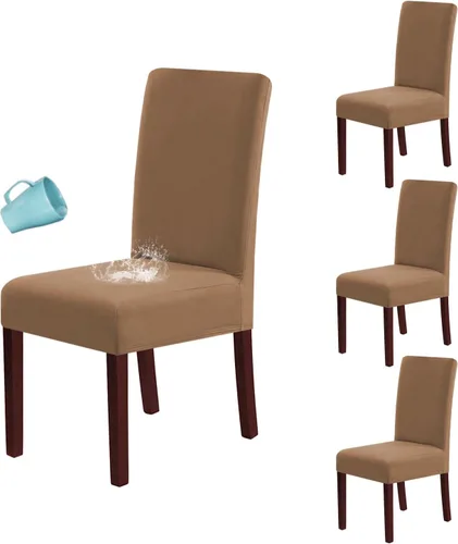 Miniatura 12 de H.VERSAILTEX Juego de 2 fundas 100% impermeables para sillas de comedor, fundas elásticas para sillas de comedor, fundas protectoras para sillas