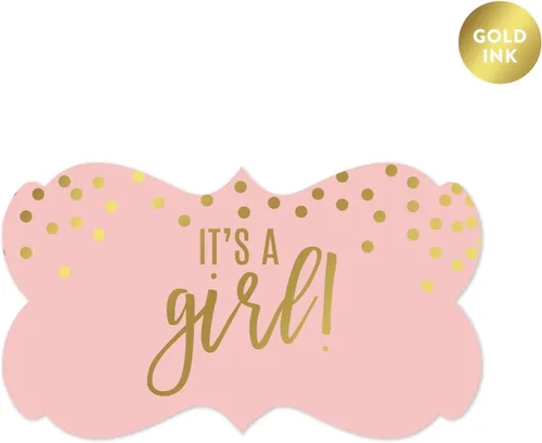 Miniatura 20 de Andaz Press Blush Rosa y Metallic Gold Confeti Lunares Baby Shower Party Collection Banderín colgante con cuerda, Baby Shower, 5 pies, 1 juego