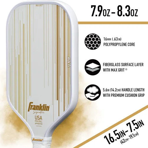Miniatura 6 de Franklin Sports Paletas Profesionales de Pickleball - Serie Signature Paleta Profesional de Pickleball con Superficie MaxGrit - Paletas de Pro