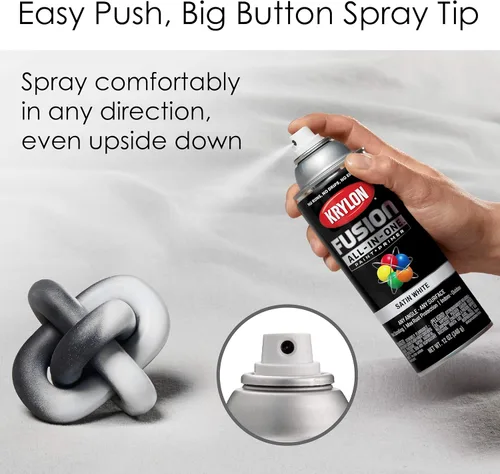 Miniatura 4 de Krylon K02753007 Fusion - Pintura en aerosol todo en uno para interiores y exteriores, color blanco satinado, 12 onzas (paquete de 2)