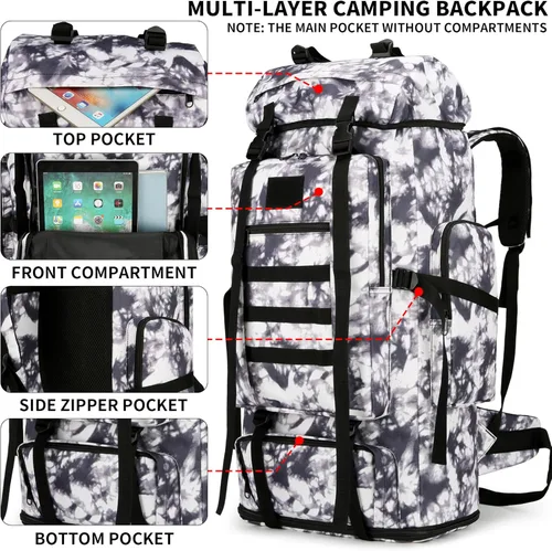Miniatura 3 de Mochila de senderismo W WINTMING para hombres 70L/100L, mochila de campamento, mochila militar Molle, paquete de asalto de 3 días para escalada