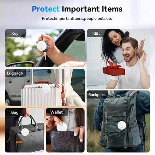 Miniatura 7 de Etiquetas de seguimiento de aire para Android o iOS, etiquetas inteligentes de aire de doble sistema, paquete de 4, compatibles con iOS Find My
