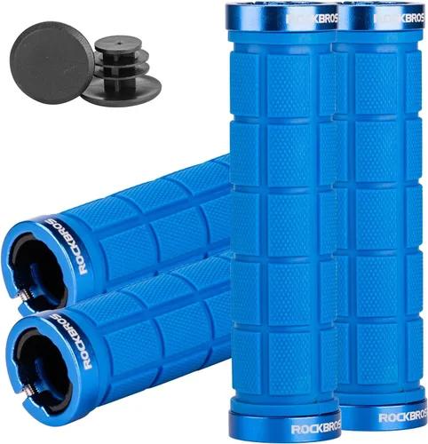ROCKBROS 4 empuñaduras para manillar de bicicleta, doble bloqueo, cómodo, antideslizante para montaña, BMX, scooter, crucero de playa y bicicletas