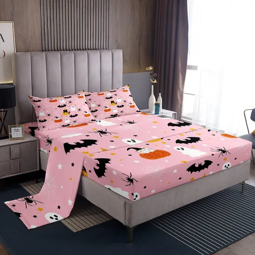 Miniatura 15 de Feelyou Juego de sábanas de tela de araña, tamaño individual, juego de sábanas con estampado de araña, para niños y niñas, color blanco y negro