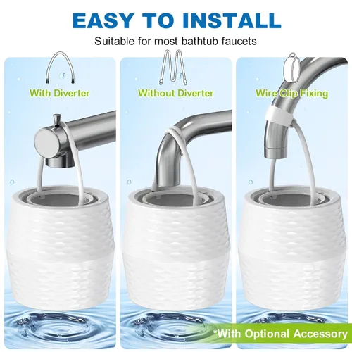 Miniatura 5 de Filtro de baño para bañera – Filtro de agua de baño KDF-55 para grifo de bañera, elimina la mayoría de cloro, plomo, fluoruro y metales pesados