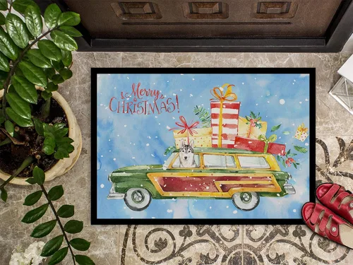 Miniatura 3 de Caroline's Treasures CK2424JMAT - Tapete para interiores o exteriores con diseño de husky siberiano de Feliz Navidad, 24 x 36 pulgadas, 36 pulgadas