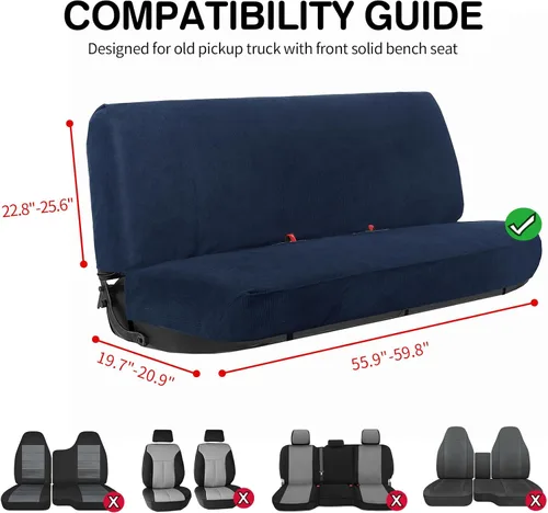 Miniatura 7 de Leader Accessories - Funda universal para asientos de auto para camiones de tamaño completo o asientos de banco azul Pana Azul