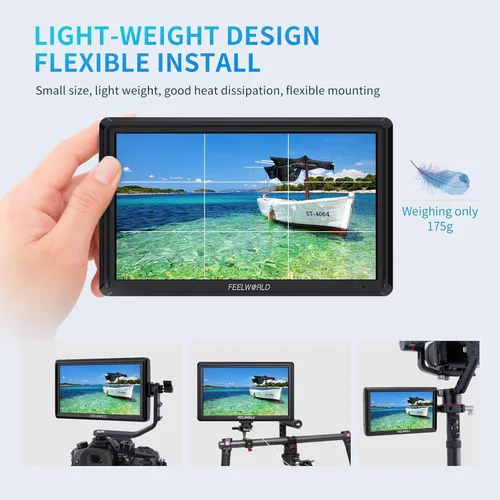 Miniatura 7 de FEELWORLD FW568 6 pulgadas FHD 450nit Cámara DSLR Monitor de campo con forma de onda LUTs Video Peaking Focus Assist 1920x1080 IPS 4K HDMI