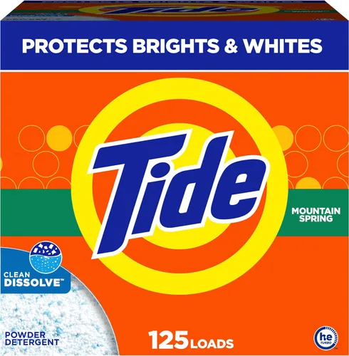 Tide Detergente en polvo para ropa, aroma Mountain Spring, 125 cargas, 143 onzas