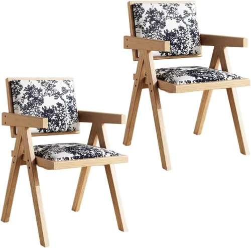 Miniatura 13 de YVYKFZD Juego de sillas de comedor de madera maciza, sillas de cocina sin brazos, silla de comedor tapizada con respaldo, sillón de terciopelo
