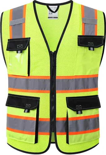 Miniatura 25 de JKSafety - Chalecos de seguridad reflectantes de alta visibilidad para hombres y mujeres, con bolsillos, ropa de seguridad de malla