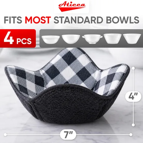 Miniatura 7 de Aticca Juego de 4 almohadillas calientes para tazas de caldo para microondas y platos calientes, multiusos, a prueba de calor Negro