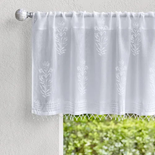 Miniatura 12 de Saffron Marigold Cortina de cenefa impresa a mano con ribete de cuentas, principal de verano indio naranja, perfecta para cocina, dormitorio, baño