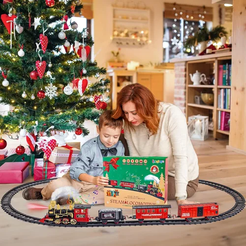 Miniatura 6 de Letapapa Conjunto de Tren, Conjuntos de Tren de Navidad para Debajo del Árbol, Juguete de Tren Eléctrico para Niños y Niñas, Tren de Juguete