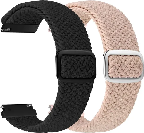 Miniatura 11 de 2 Pack 22mm Quick Release Braided Bands Compatible with Garmin Vivoactive 4 45mm, Forerunner 570 47mm/255/265, Adjustable Band for Amazfit Bip 6/5