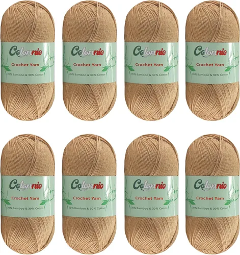Miniatura 10 de 8 madejas de hilo para tejer a ganchillo, 70% rayón derivado de bambú, 30% algodón, peso superfino fingering, Sunny Cat Cotonnio importado